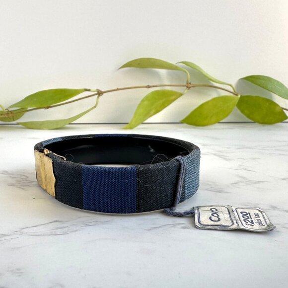Coro Denim Bangle Bracelet With Gold-Tone Clasp New Old Stock - Picture 7 of 7